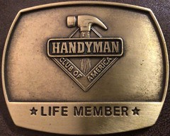 Vintage Original Handyman Club of America Life Member 1996 Brass Belt Buckle