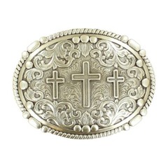 Nocona Men&rsquo;s Western Oval Rope Edge 3 Cross Belt Buckle 37980