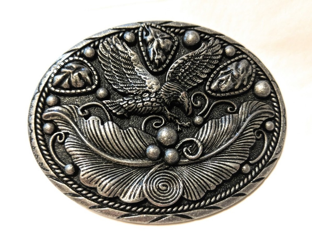 ✖ EAGLE SOARING Belt buckle Pewter color beauty solid USA mens 3.5 inch Hunter