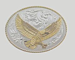 Eagle Belt Buckle New Men Gold Engraved Silver Metal Western Style Cowboy Rodeo
