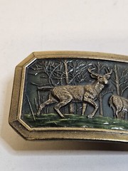VTG Deer Hunting Belt Buckle 1976 Rectangle 3.25 By 2.25 in Number 520 Made USA