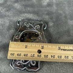 Vintage Western Horse Head Belt Buckle Silver Tone Floral Engraved Two Tone Mens