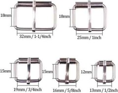 Swpeet 50Pcs 5 Sizes 1/2&Prime; 3/4&Prime; 1&Prime; 5/4&Prime; 5/8&Prime; Multi-Purpose Metal Roller Buckle Ri