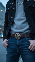 Men Women Belt Buckle Silver Metal Texas Lone Star Glitter Sparkling TX Cowboys