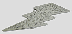 Mens Womens Flash Belt Buckle Rhinestone Silver Metal Fashion New Lightning Bolt
