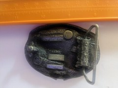 The BS Stops When The Green Flag Drops 1984 Bergamont Brass Works Belt Buckle