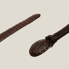 Genuine Exotic Alligator Caiman Belly Western Belt with Removable Buckle – Brown
