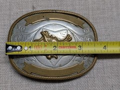 vintage RODEO buckle belt BULL RIDER cowboy GERMAN SILVER trophy WESTERN floral