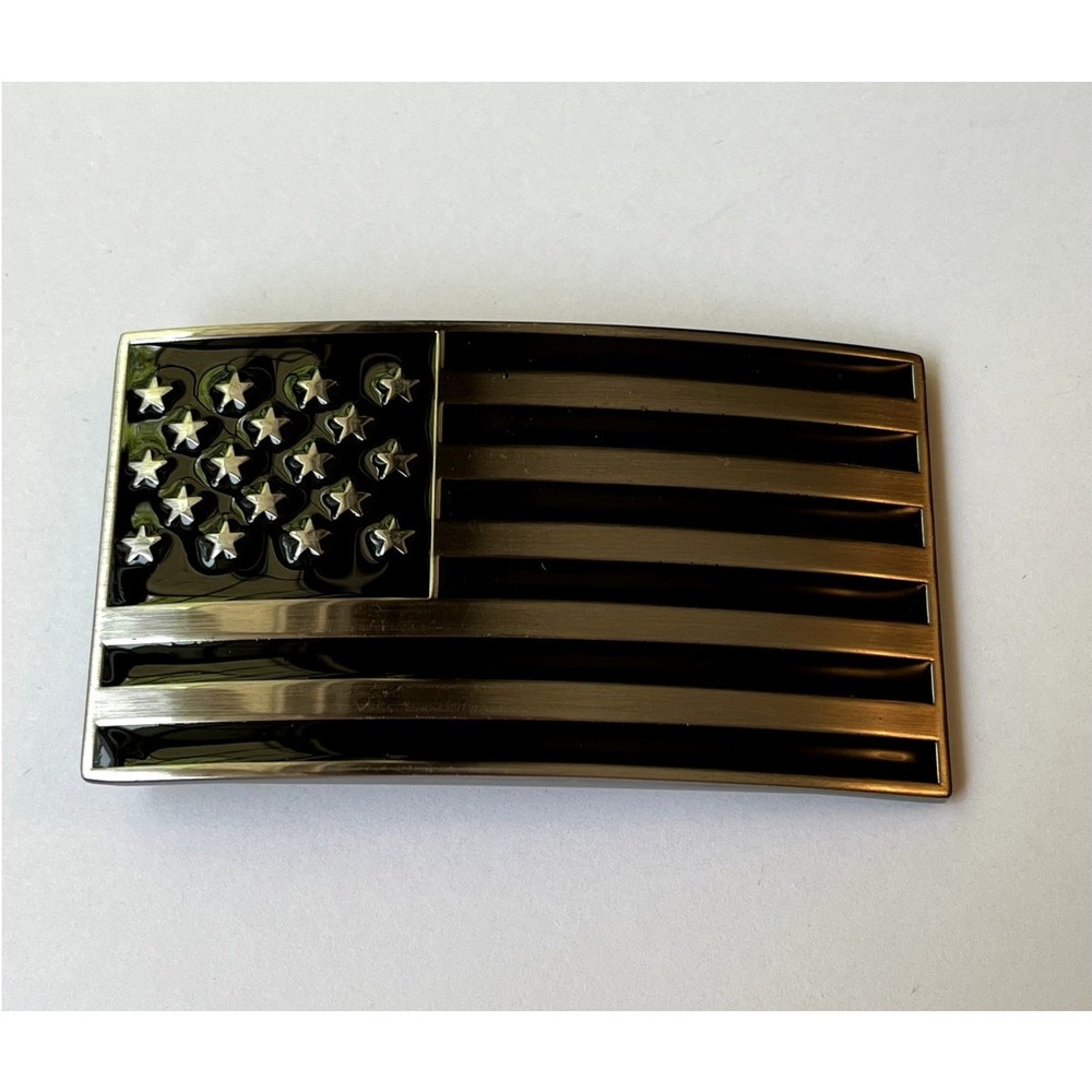 Silver and Black American Flag USA United States Belt Buckle