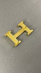 Gold Crystal H Belt Buckle Rhinestone Pavé Statement Buckle Heavy Metal Hardware