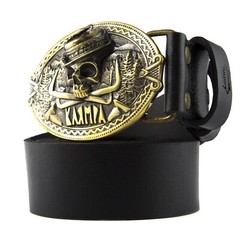 Brass belt buckle « 3D Klamra », Skull buckle, Ukrainian Molfar, Logo Klamra