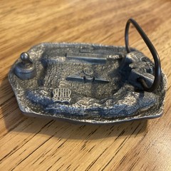 C&J 1996 BELT BUCKLE Train Engine #203 Indian Warrior Headdress, #1691
