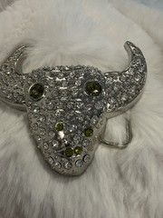 New Belt Buckle Western style Cowboy Green Eye Studded Bull Rodeo