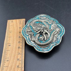 Chinese dragon shape amazing vintage silver plated brass belt buckle