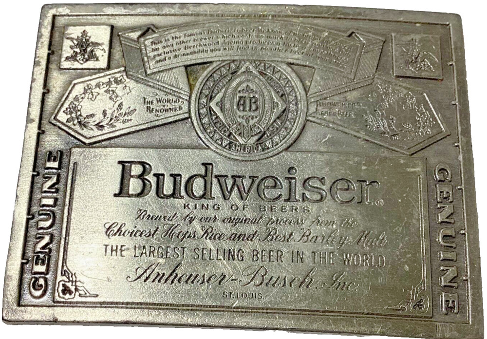 Budweiser Beer Anheuser Busch King Of Beers Vintage Lewis Belt Buckle