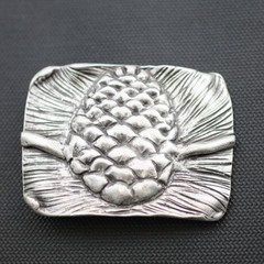 Pine Cone Belt Buckle in Antique Silver – Handmade Forest Motif Buckle