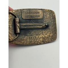 Vintage 1977 Wyoming Studio Art Works Labrador Retriever Belt Buckle RJ Ventrice