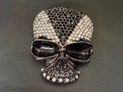 Skull Head Clear Bling Rhinestone Gothic Punk Figural Belt Buckle Missing Stone