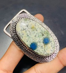 K2 Azurite Gemstone 925 Sterling Silver Handmade Belt Buckles Vintage Gift For