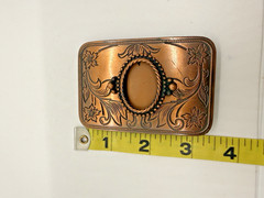 Vintage Western Belt Buckle Engraved Copper Floral Floral Design Cowboy Style
