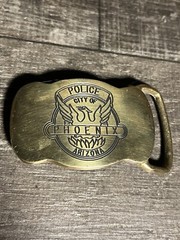Vintage PHOENIX POLICE belt buckle SOLID BRASS custom 1970s 1980’s