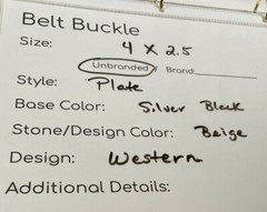 Belt Buckle Western Twisted Brown Circle 4 x 2.5&Prime; Etched Black Silver Plate