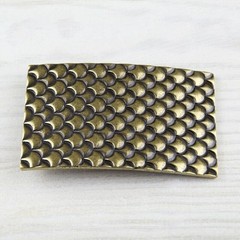 Rectangular Fish Scale Style Metal Antique Brass Belt Buckle