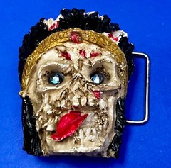 Creepy Pirate Skull W/ Led Light Color Chang Eyes Halloween Cosplay Belt Buckle