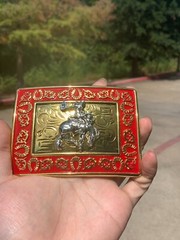 Western Buckle Gold Silver Red Horse Rider Cowboy Fit 2 » Hebilla Vaquero