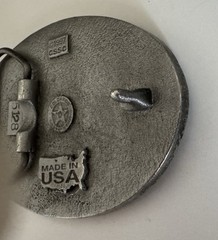U.S. Marines Belt Buckle Pewter & Red Enamel Vintage United States Marine Corps