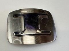 Custom Initial Block Letter Large I Silver Tone Outlined Reflective Belt Buckle