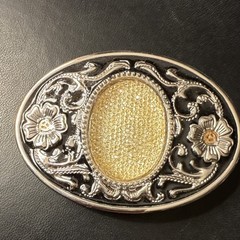 Men&rsquo;s Western Oval Metal Belt Buckle Floral Scroll Silver/Gold Tone Fits 1.5&Prime;