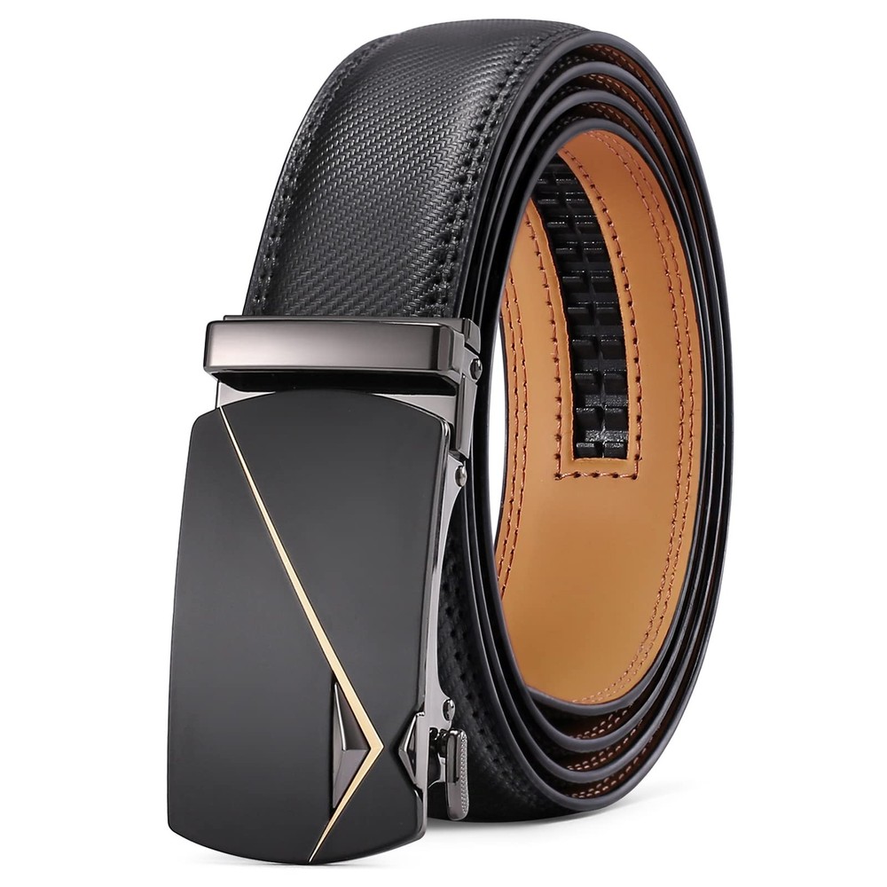 SENDEFN Leather Belt for Men Automatic 24&Prime; to 44&Prime; Waist Adjustable, Black-47