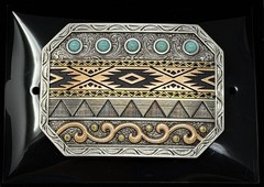 Ariat Rectangle Multi Finish Engraved Western Belt Buckle