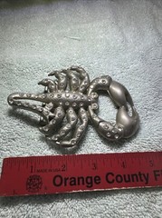 SCORPION Belt Buckle Metal JEWELED nickel/Brushed Silver color USA seller NOS