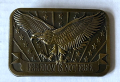 American Eagle Freedom Is Not Free Men&rsquo;s Belt Buckle Patriotic Brass Color Metal