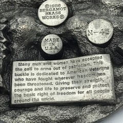 Vintage 1986 Proud to Be An American Veteran Belt Buckle Made in USA Bergamot