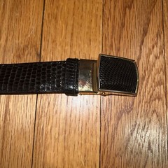 L.F.B. Black Lizard Skin Belt Self Locking Buckle Vintage 42”