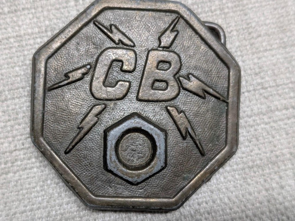 vintage 1970s belt buckle CB RADIO western TRUCKER semi-truck WESTERN cowboy