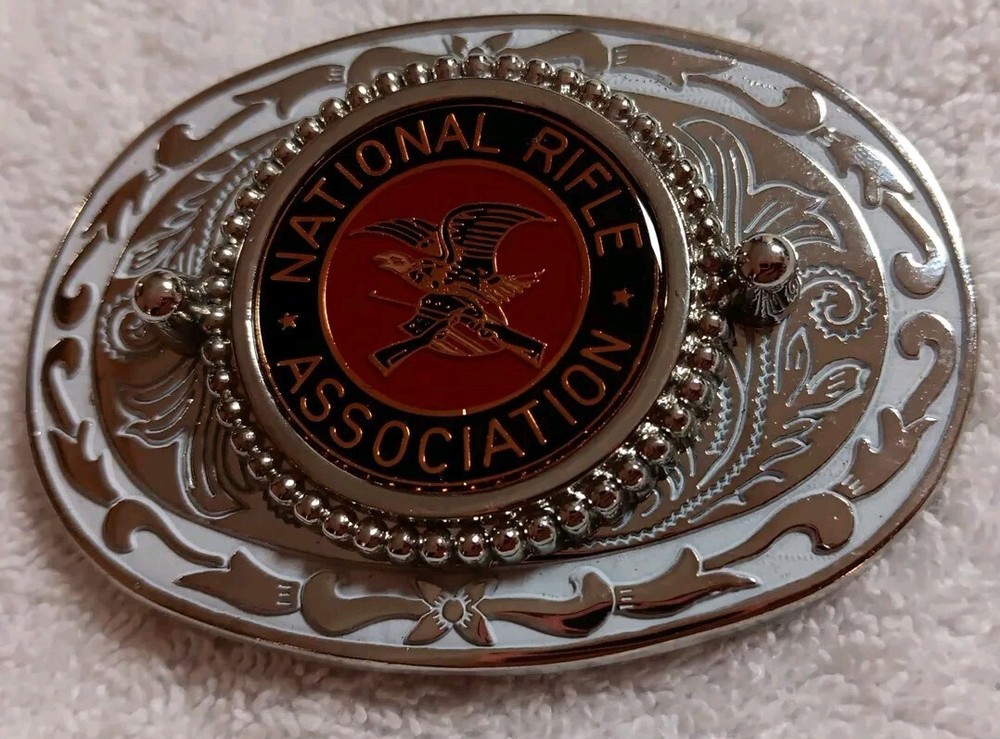 NRA Belt Buckle National Rifle Association Silvertone Oval with Eagle