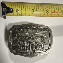 Levi Strauss & Co Two Horse Brand Western Silver Metal Belt Buckle 1.5in