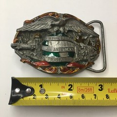 Vintage 1986 Brass USA Patriotic Proud To Be An American Veteran Belt Buckle War