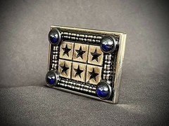 Military Star Grid Belt Buckle Blue Sphere Industrial Art Darren McNeese