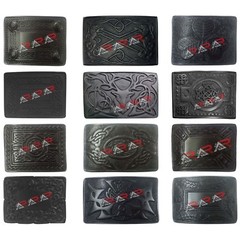 Scottish Belt Buckle Kilt In 16 Designs Black Finish AAR New