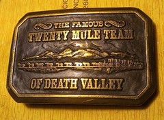 US Borax 1985 The Famous Twenty Mule Team of Death Valley Mining Belt Buckle