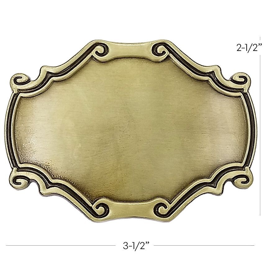 PLAIN Belt Buckle Bronze Finish Vintage Design Western Metal for Engraving