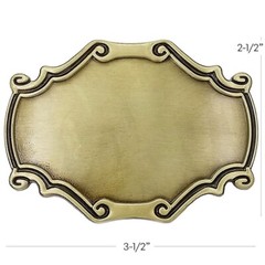 PLAIN Belt Buckle Bronze Finish Vintage Design Western Metal for Engraving