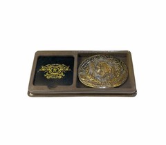 NOS State of Oklahoma Diamond 75th Jubilee Belt Buckle 24K GP NEW FACTORY SEALED