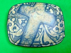 Large Cross Print Religious Christian Faith Symbol Leather On Metal Belt Buckle