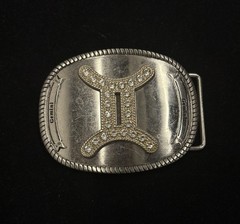 Vintage y2k oval Gemini zodiac sign belt buckle RARE